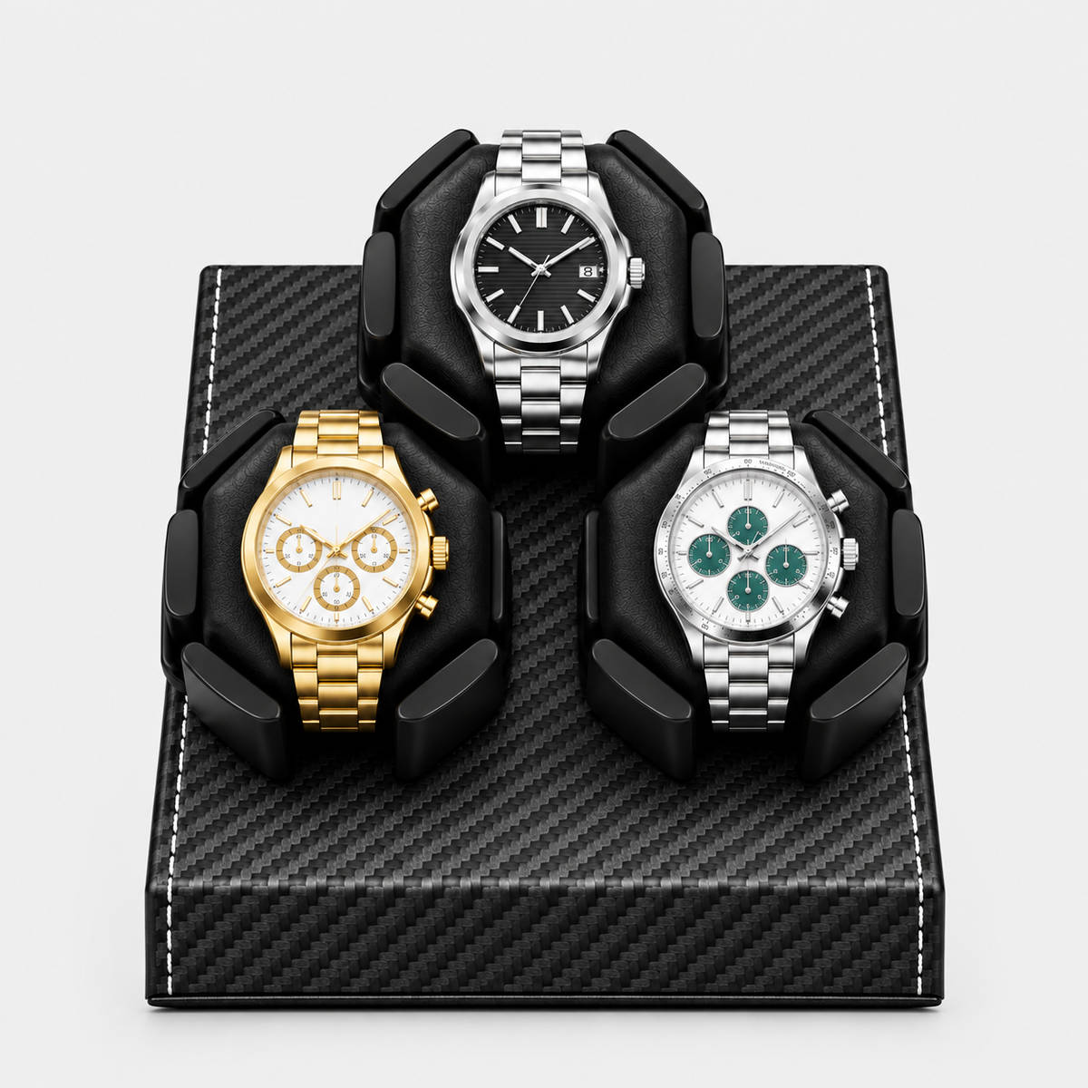 Remontoir Automatique 3 Montres Compact Noir AXONY - Vue de face