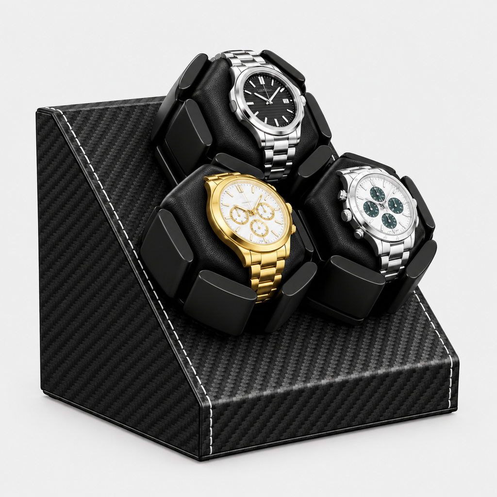 Remontoir de montre automatique compact noir AXONY - Vue latérale droite