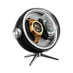 Remontoir Automatique 2 Montres Écrin Silencieux Noir AXONY - Vue de droite légèrement 