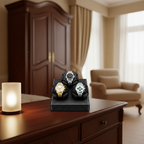 Remontoir automatique de montre compact noir AXONY en mise en situation sur un meuble