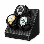 Boîte remontoir 3 montres compacte noire AXONY - Vue latérale gauche