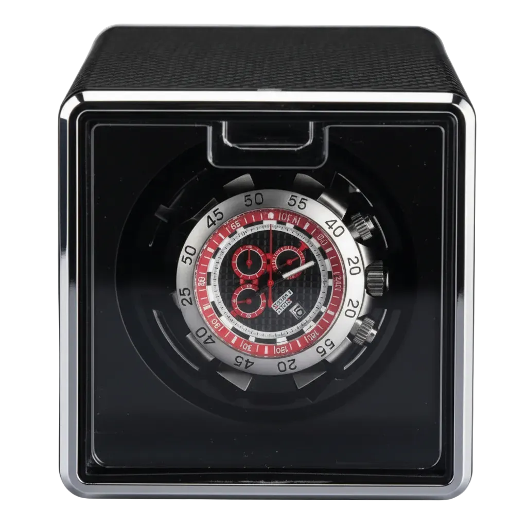 Remontoir Automatique 1 Montre Fibre de Carbone AXONY - Vue de face avec montre