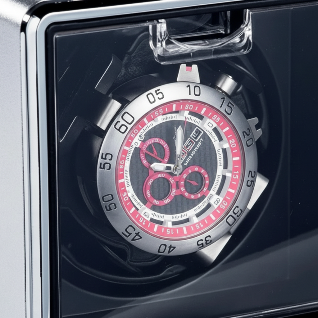 Remontoir Automatique 1 Montre Argent Métal AXONY - Vue de face avec montre