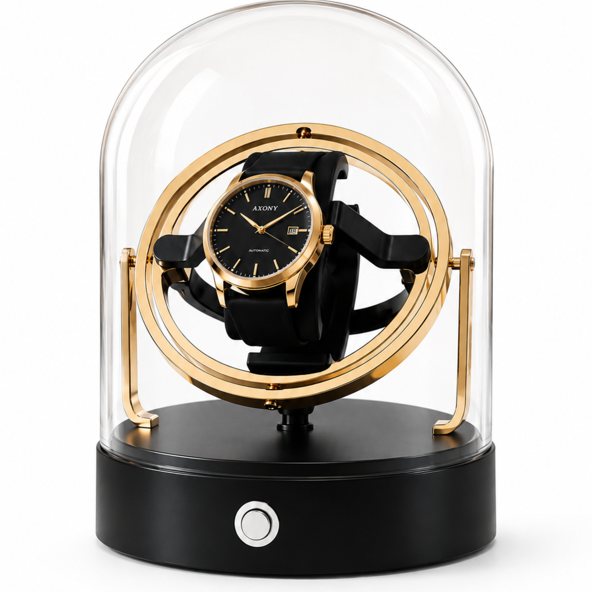Remontoir de montre automatique Compact Silencieux Or AXONY - Vue de face inclinée