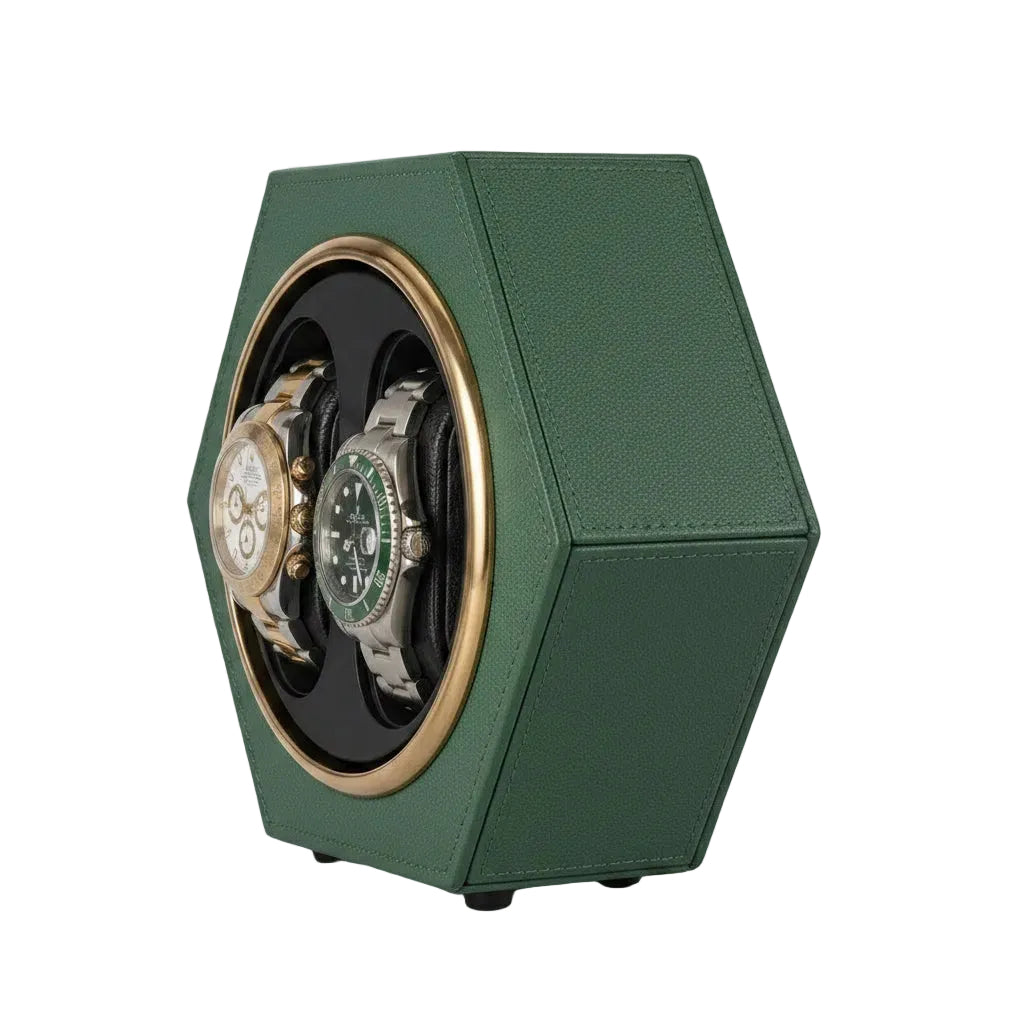 Remontoir de montre automatique Vert Bois AXONY - Vue de profil