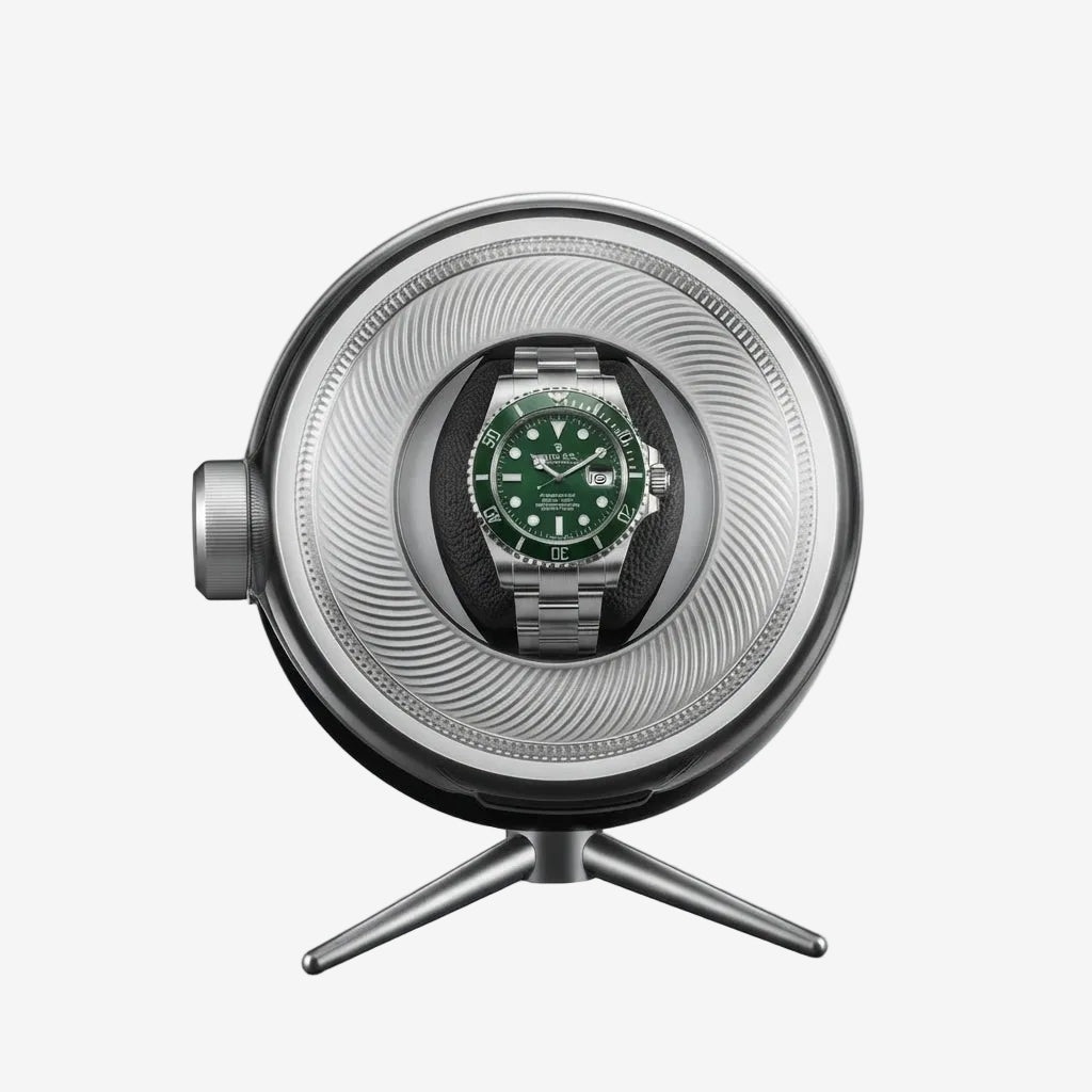 Remontoir Automatique 1 Montre Écrin Silencieux Noir AXONY - Vue de face