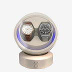 Remontoir Automatique 2 Montres - Écrin Cuir Blanc AXONY - Vue de face