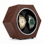 Remontoir de montre automatique Marron Bois AXONY - Vue de profil