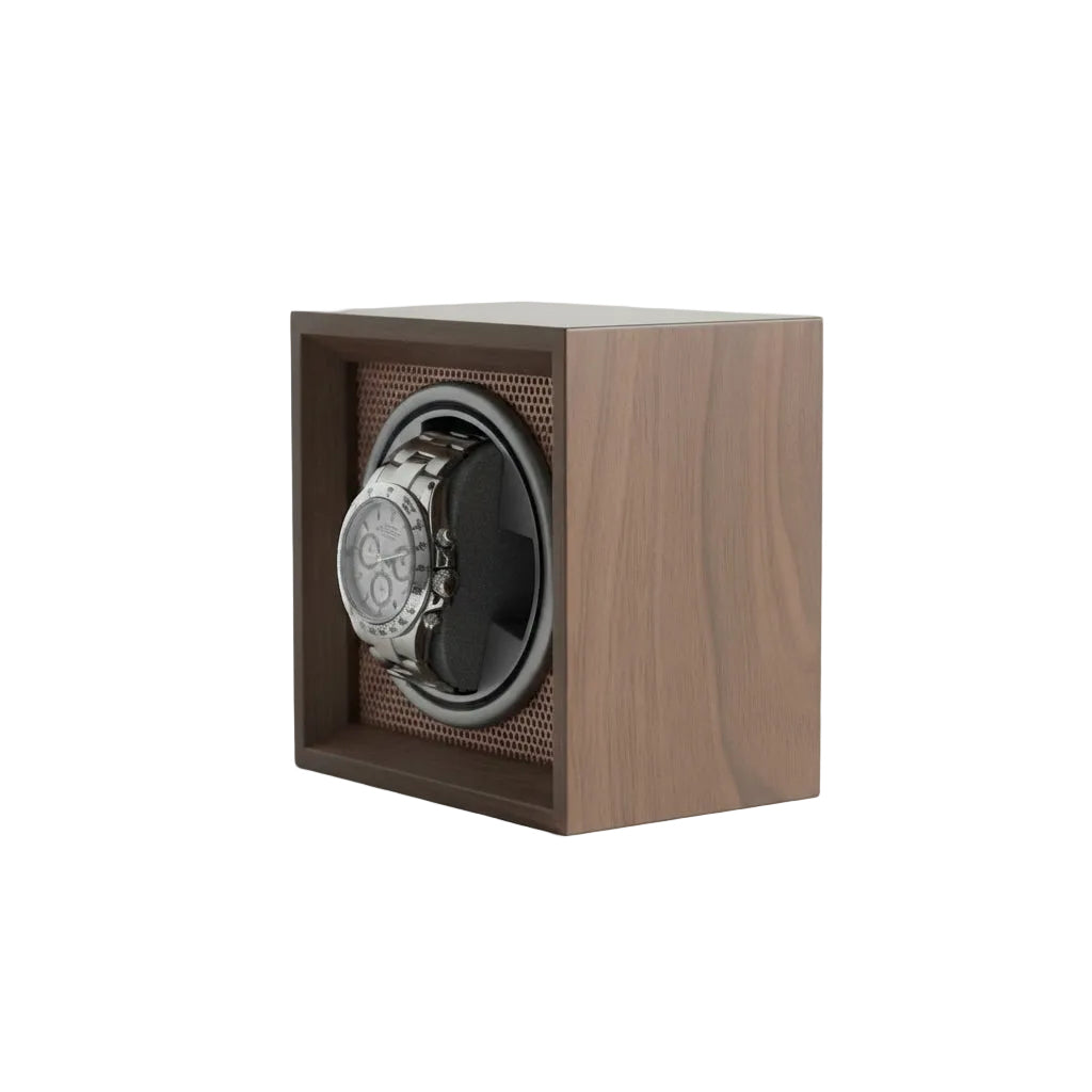 Boîte remontoir pour 1 montre bois luxe AXONY - vue de profil