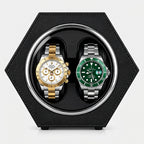Remontoir Automatique 2 Montres Noir Bois AXONY - Vue de face