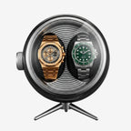 Remontoir Automatique 2 Montres Écrin Silencieux Noir AXONY - Vue de face