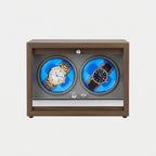 Remontoir Automatique 2 Montres Bois Luxe Gris AXONY - Vue de face