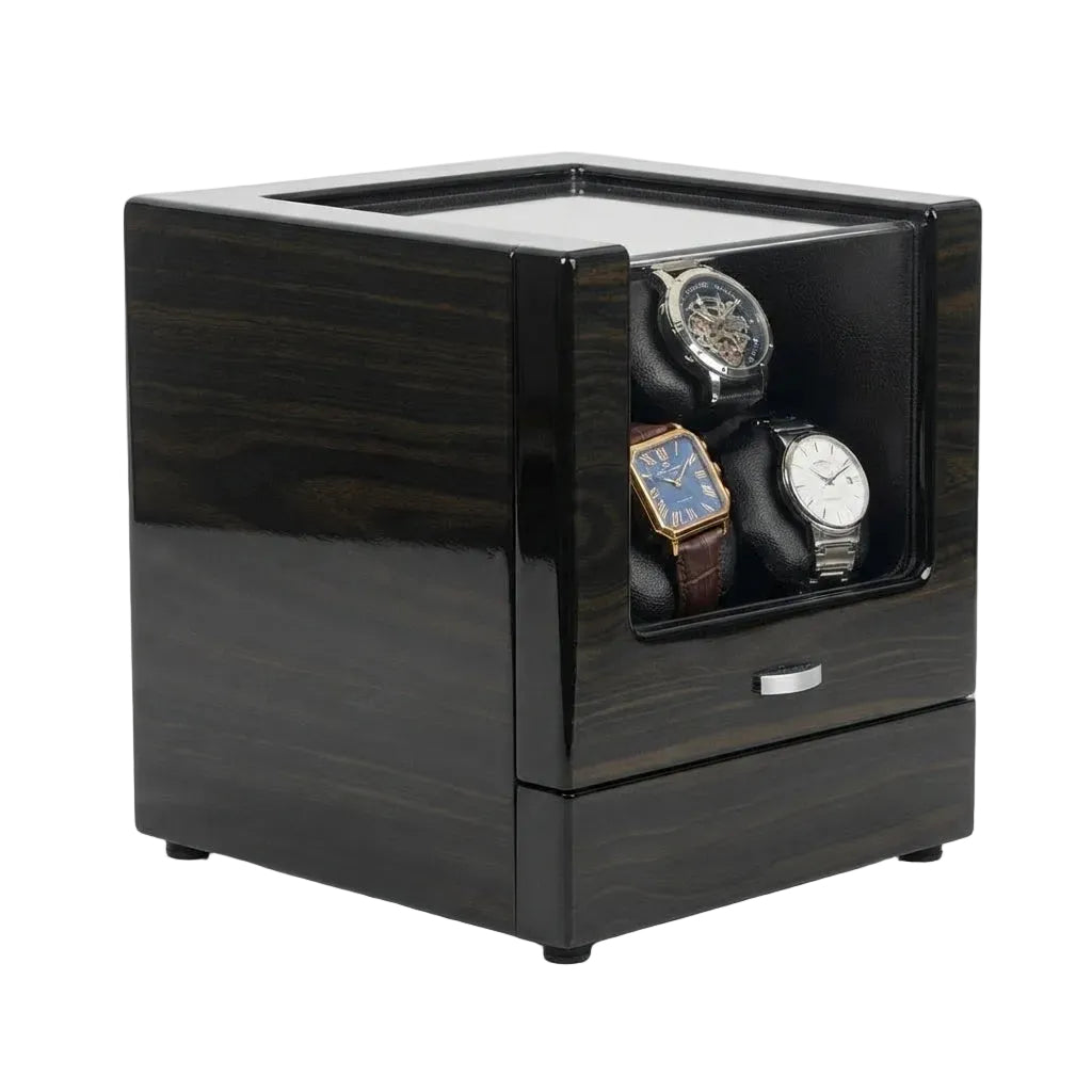 Remontoir de montre automatique bois noir AXONY - Vue latérale droite