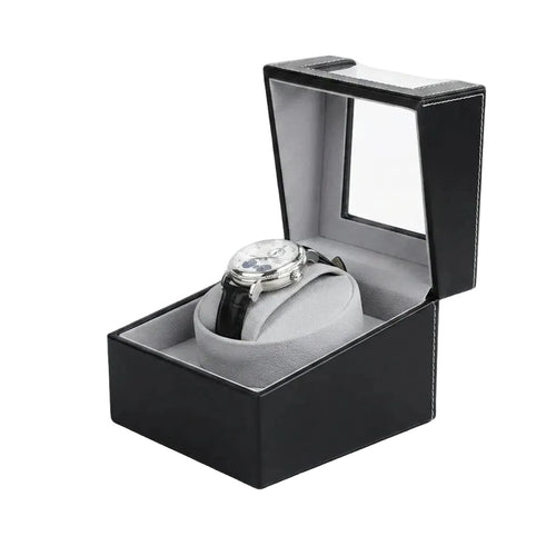 Remontoir Automatique 1 Montre Cuir Luxe Noir AXONY - Vue de droite 