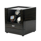 Boîte remontoir pour 3 montres bois noir AXONY - Vue latérale gauche