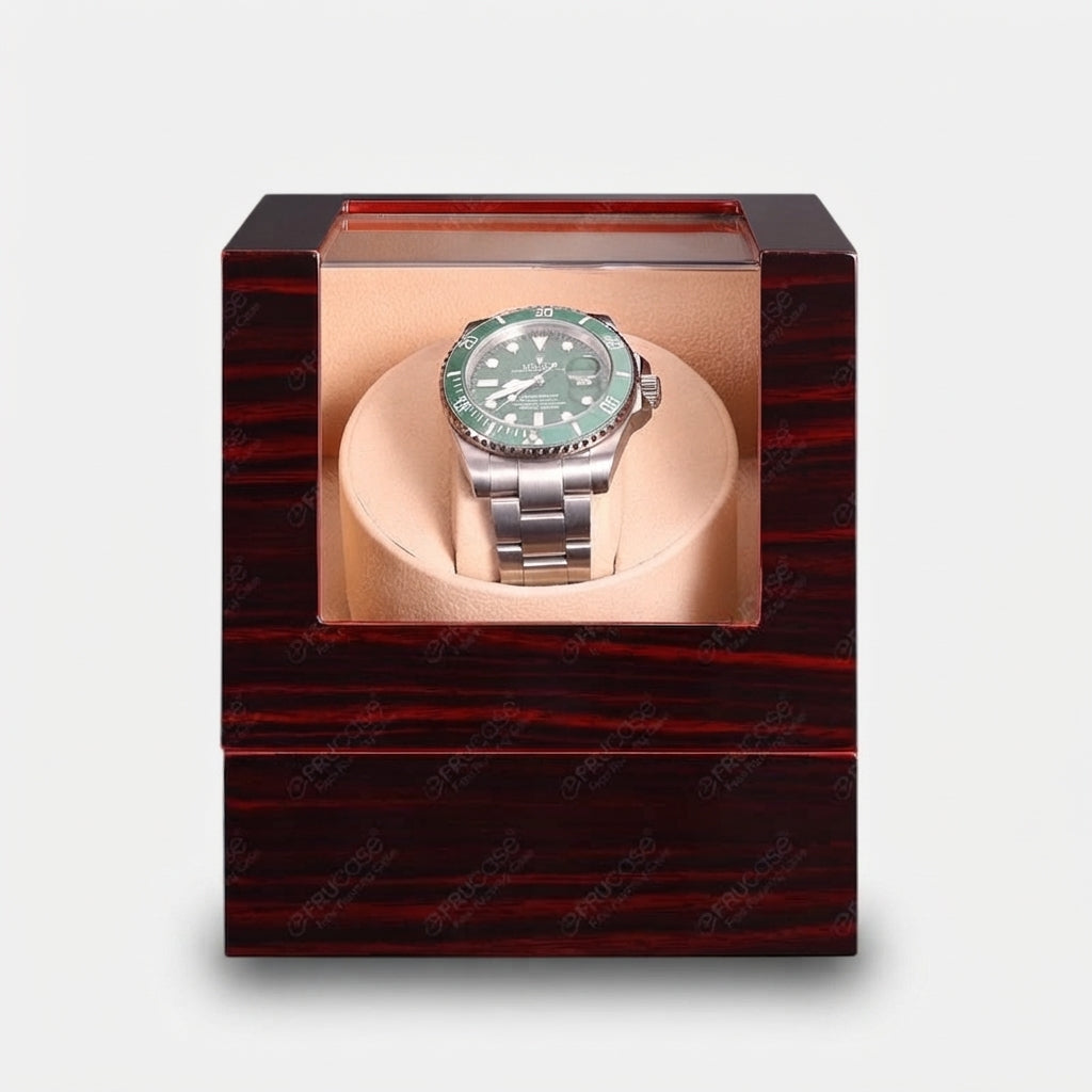 Remontoir Automatique 1 Montre Acajou foncé Silencieux Prestige AXONY - Vue de face