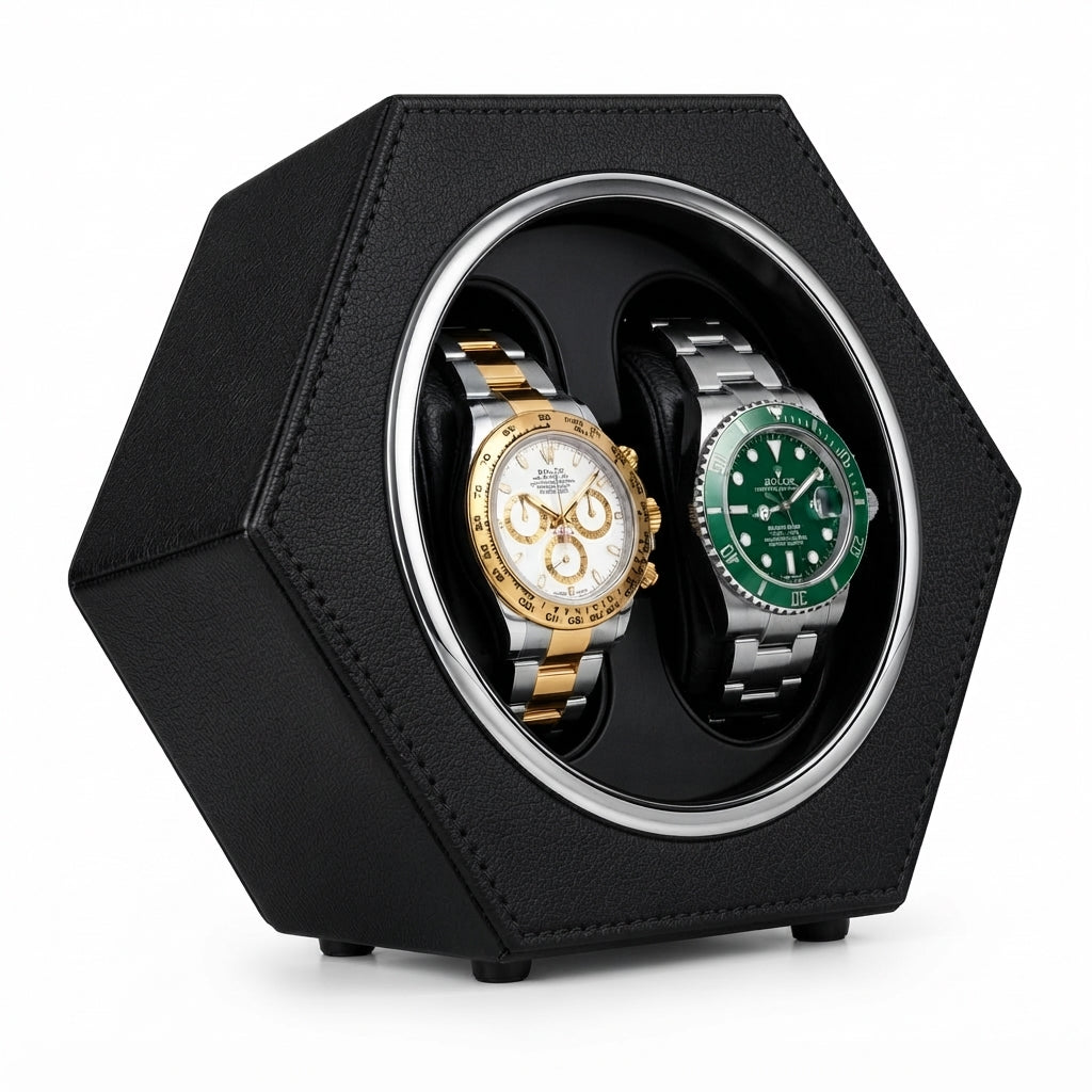 Remontoir de montre automatique Noir Bois AXONY - Vue de profil