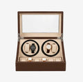 Remontoir Automatique Marron 4 + 6 Montres - Grande Vitrine AXONY - Vue de face ouvert
