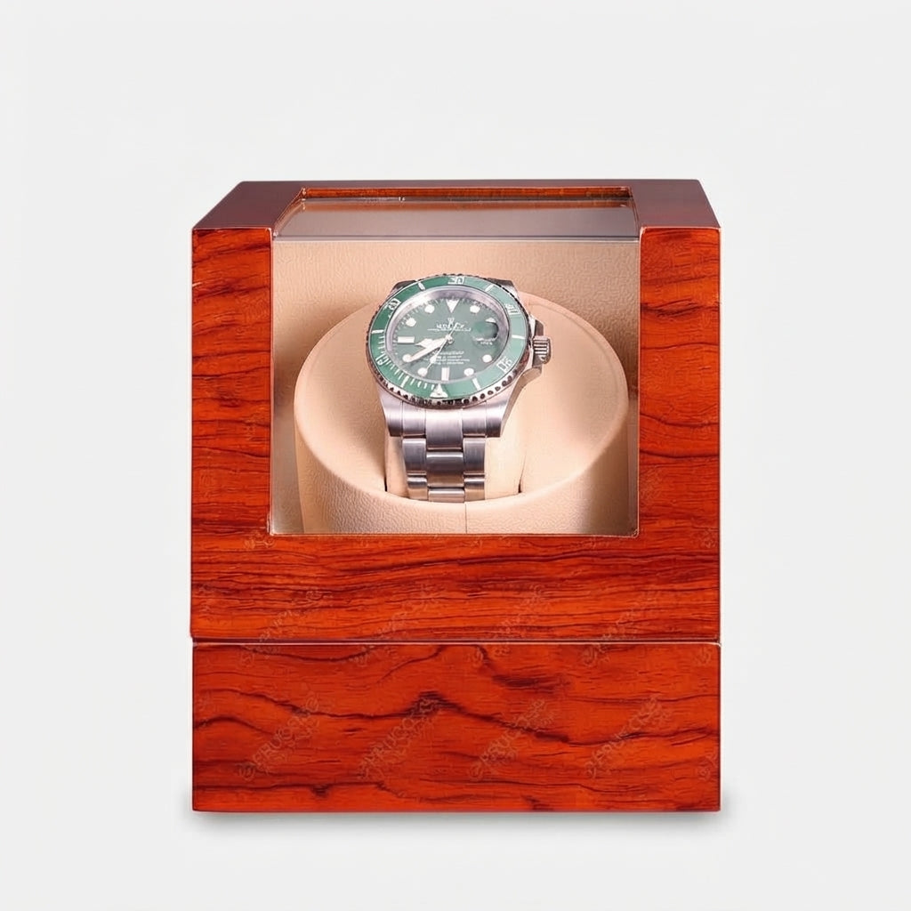 Remontoir Automatique 1 Montre Acajou Silencieux Prestige AXONY - Vue de face