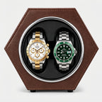 Remontoir Automatique 2 Montres Marron Bois AXONY - Vue de face