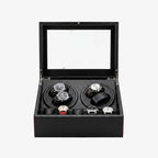 Remontoir Automatique Noir 4 + 6 Montres - Grande Collection AXONY - Vue de face ouvert
