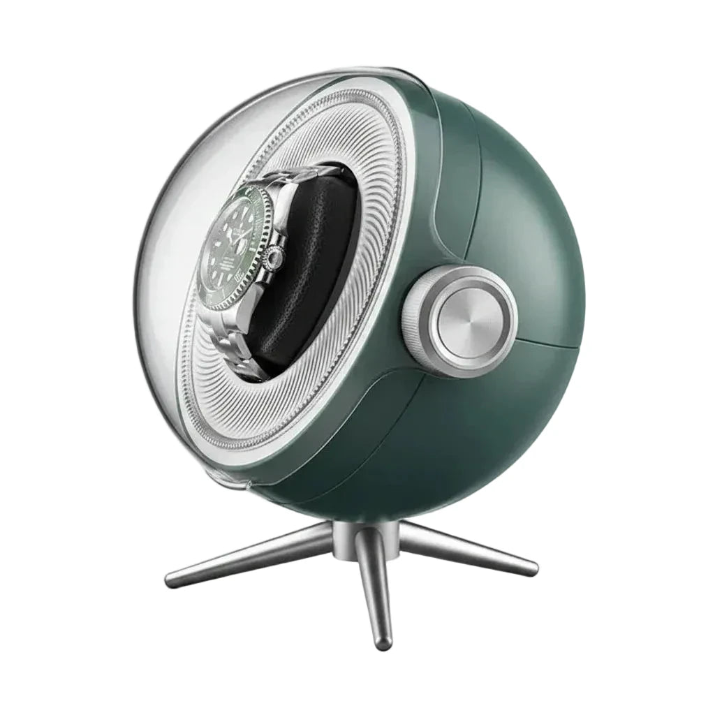 Remontoir de montre automatique Écrin Silencieux vert AXONY - Vue latérale droite