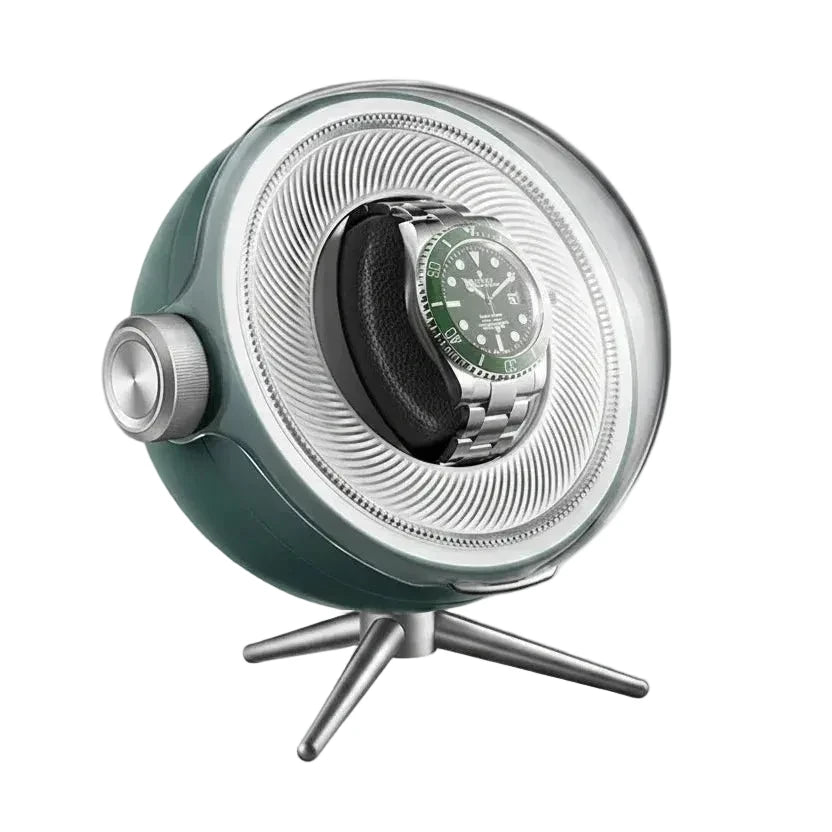 Remontoir de montre automatique Solo Prestige vert AXONY - Vue de trois-quarts