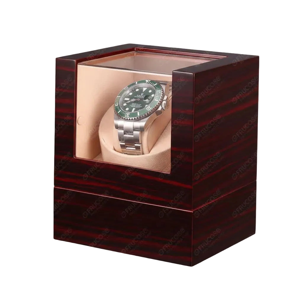 Remontoir automatique 1 montre Acajou foncé Silencieux Prestige AXONY - Vue latérale