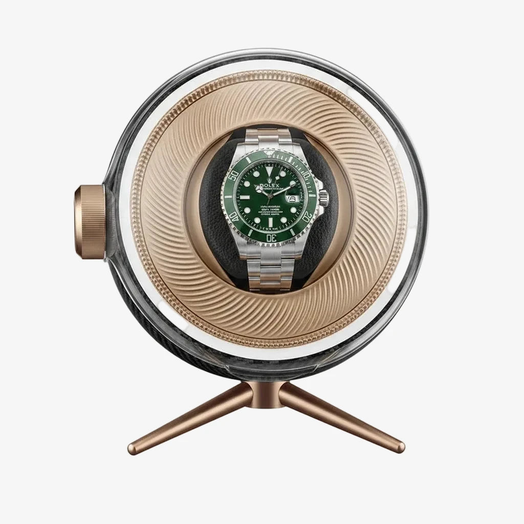 Remontoir Automatique 1 Montre Écrin Silencieux Carbone AXONY - Vue de face