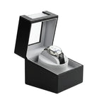 Remontoir de montre automatique Cuir Luxe Noir AXONY - Vue de gauche