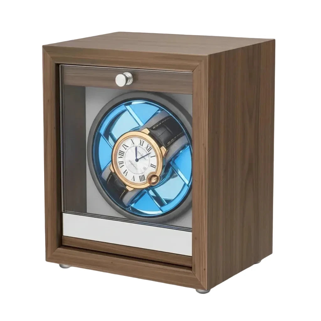 Remontoir de montre automatique Bois Luxe Prestige Gris AXONY - Vue de profil