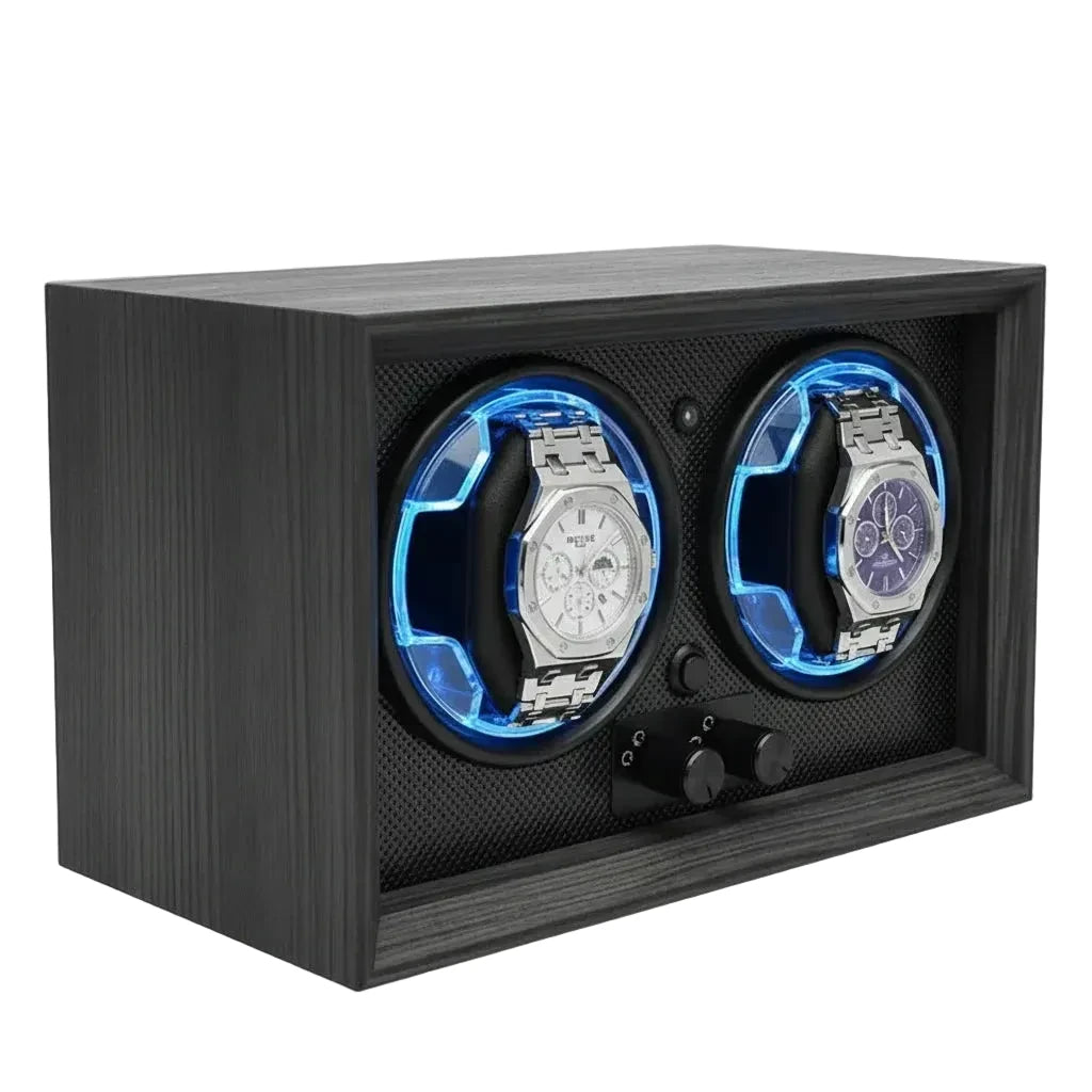 Remontoir de montre automatique 2 emplacements gris AXONY - Vue de droite