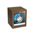 Remontoir Automatique 1 Montre Bois Luxe Prestige Noir AXONY - Vue de face en perspective