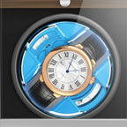 Gros plan sur la montre automatique dans le remontoir Bois Luxe Prestige Noir AXONY