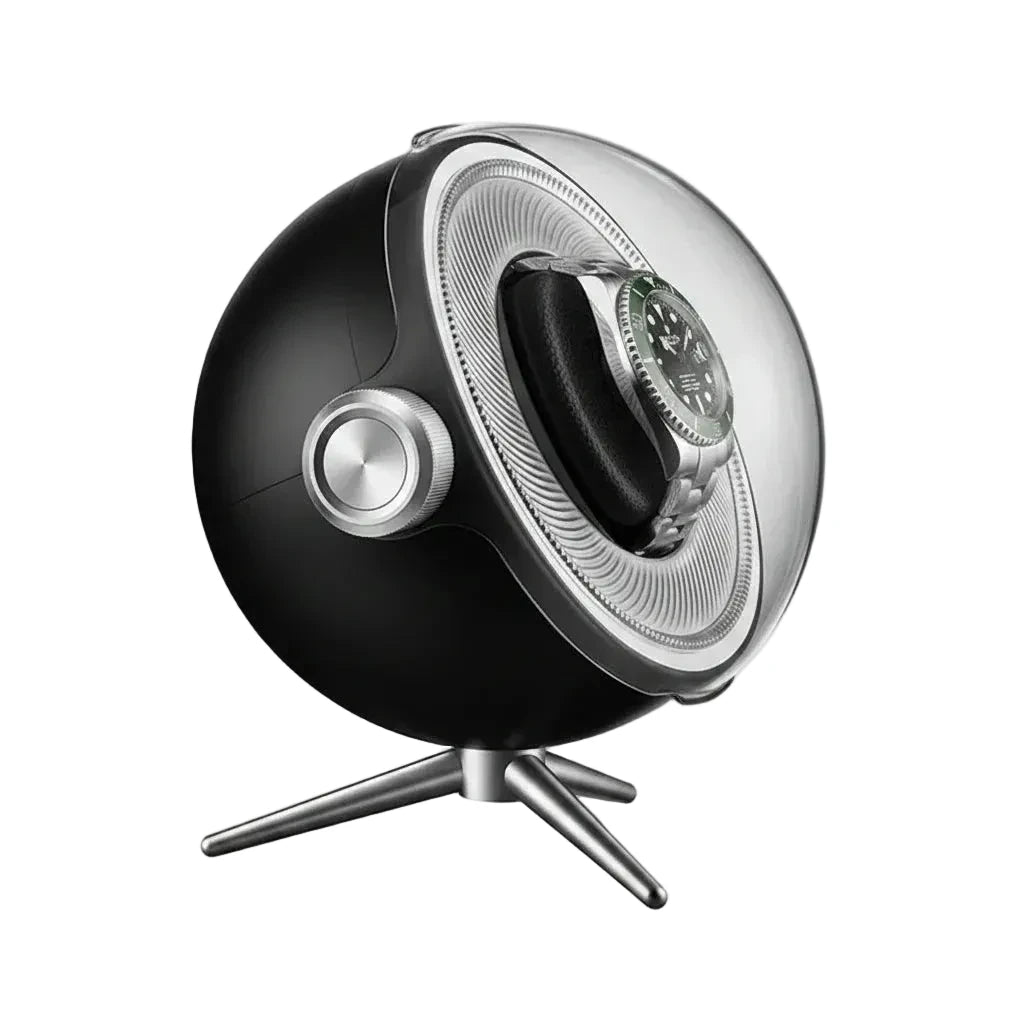 Remontoir de montre automatique Écrin Silencieux noir AXONY - Vue latérale gauche 