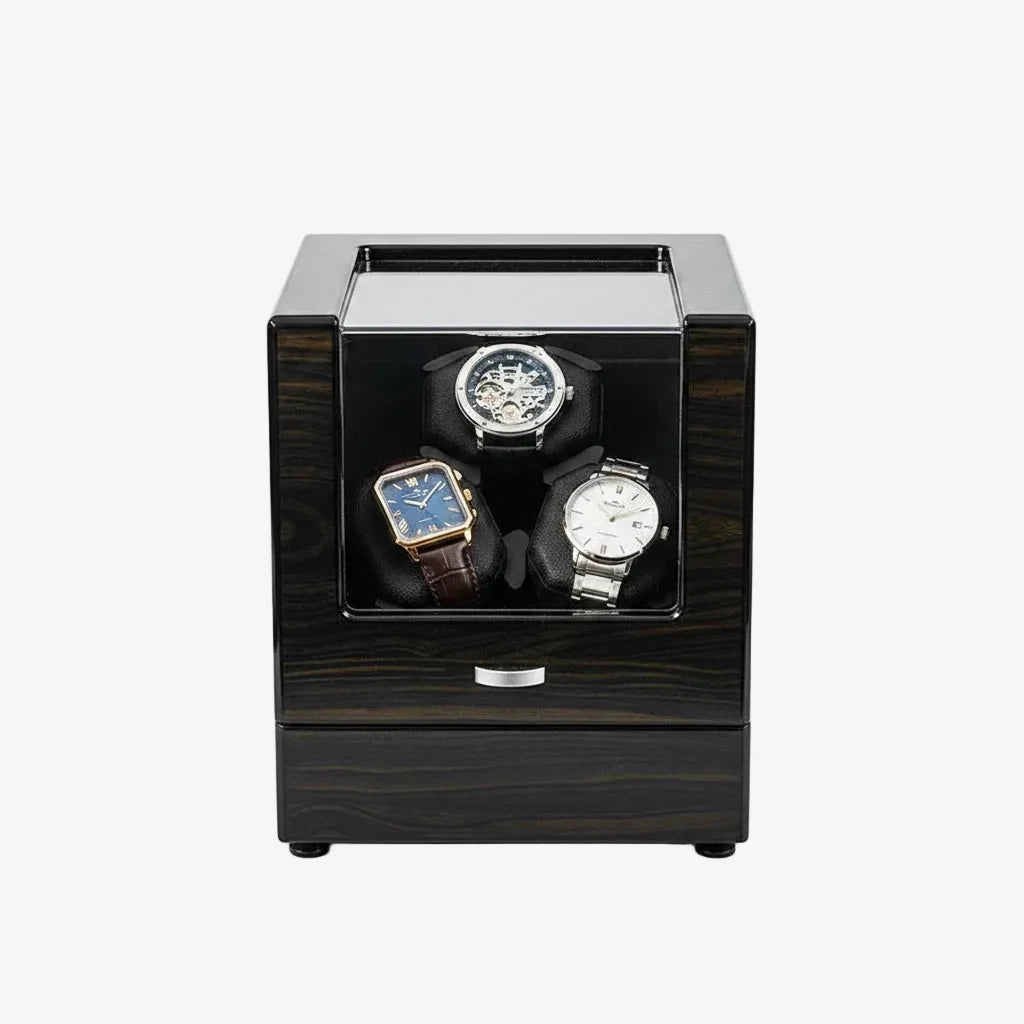 Remontoir Automatique 3 Montres Bois Noir AXONY - Vue de face